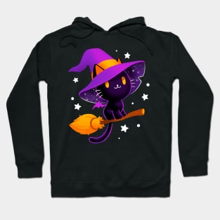 Witch cat - Black magic cat - cute spooky Hoodie